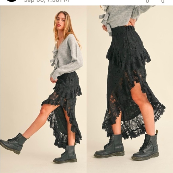 MARBLE Dresses & Skirts - NWT Mable Lace Black Skirt